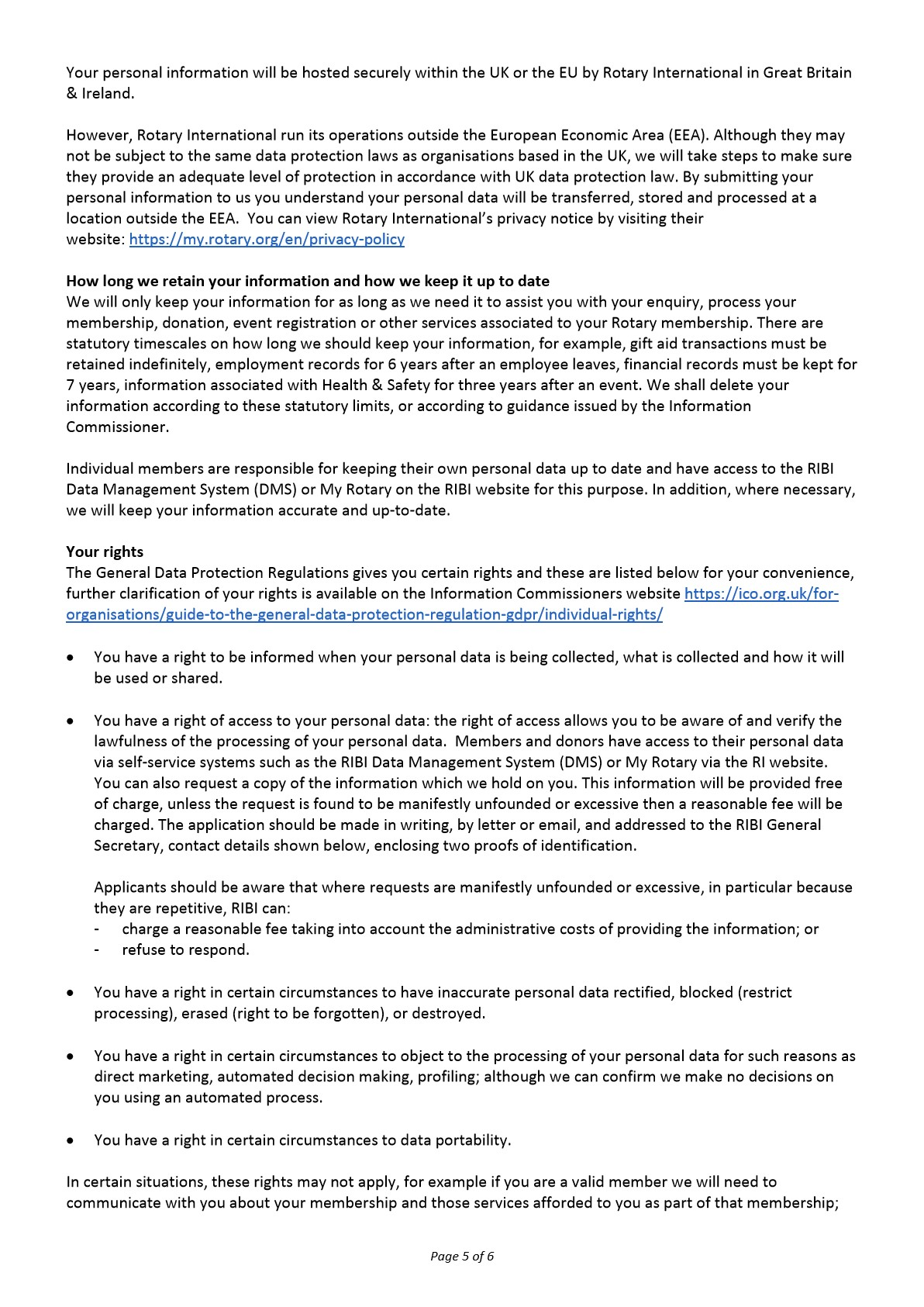 RIBI Phoenix General Data Protection Policy Notice 2018 5