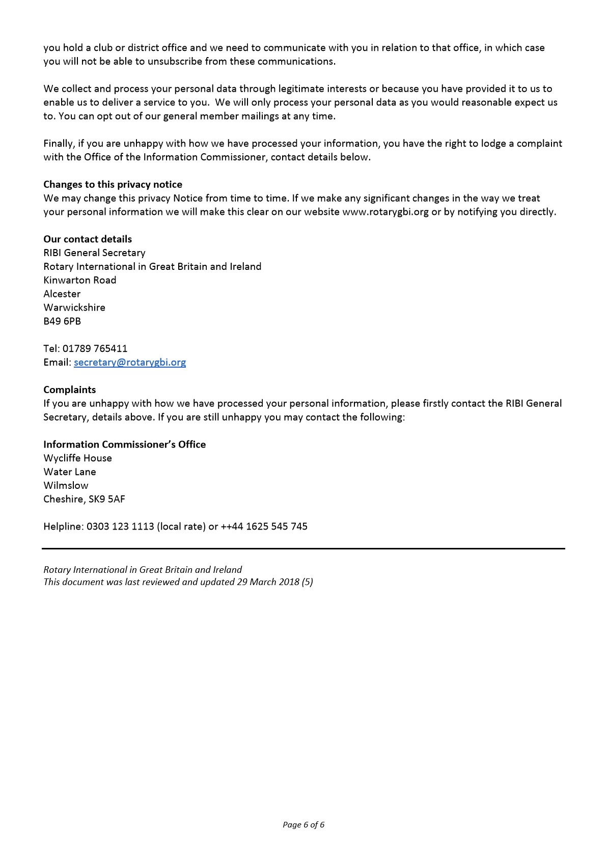 RIBI Phoenix General Data Protection Policy Notice 2018 6