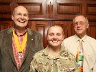 Lance Corporal Sophie Maynard with Immediate Past President Mike Bradley and on the left Sophie's Dad David Maynard who is also Vice President this year
